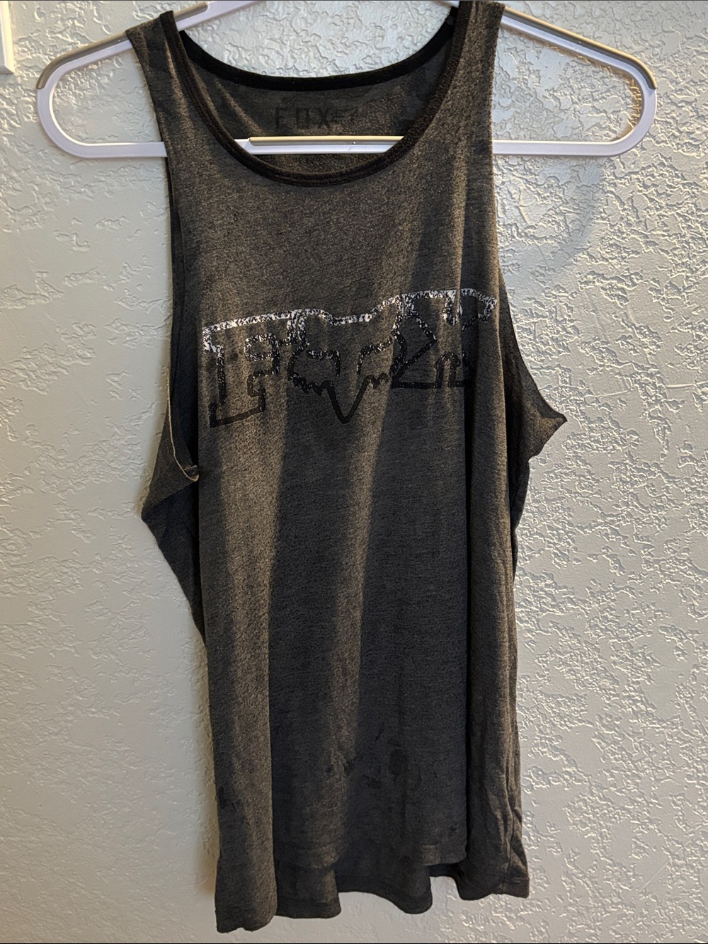 Fox Charcoal Black Logo Racerback Tank